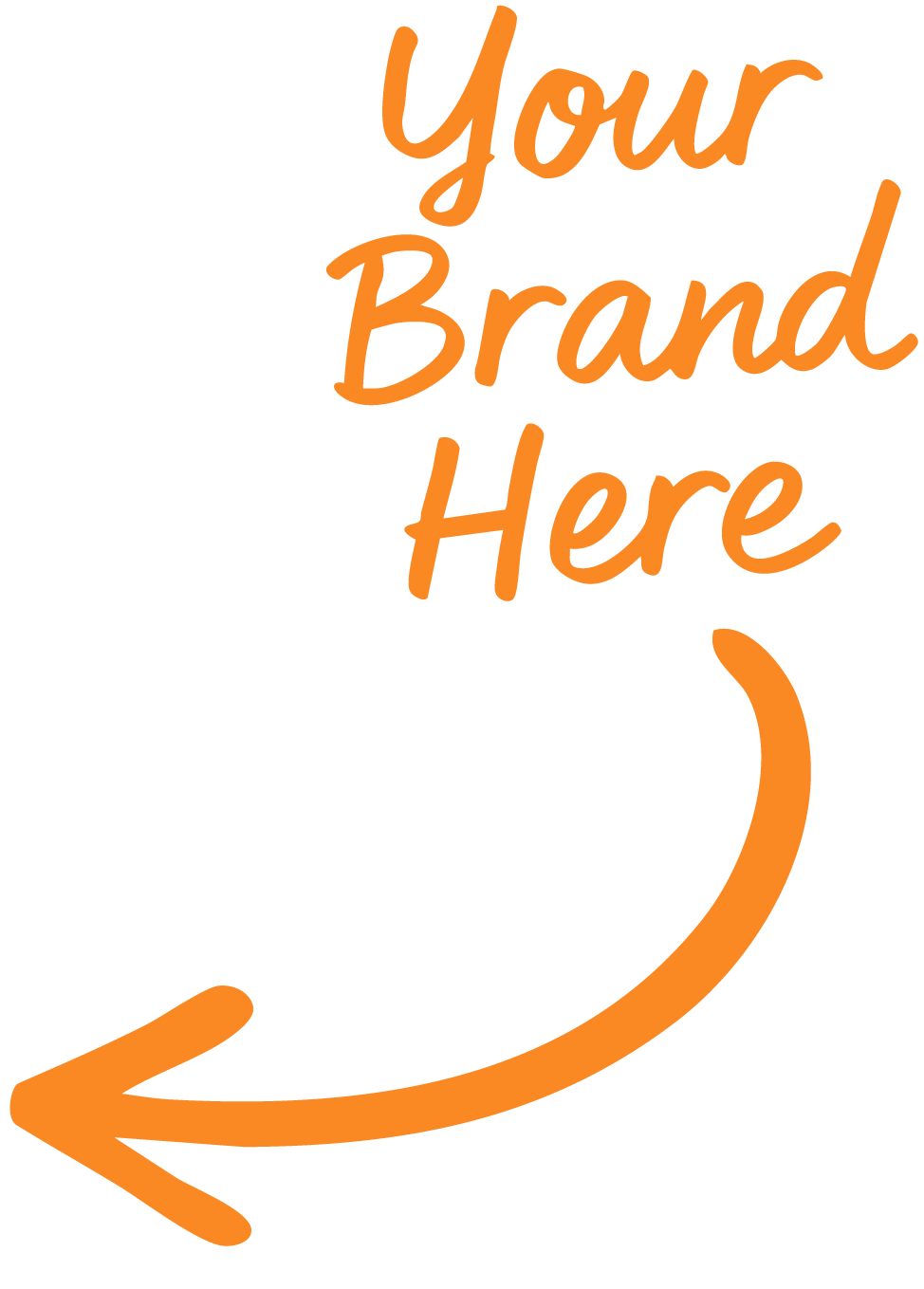 Customisable sign with orange text “Your Brand Here” for private label coffee.